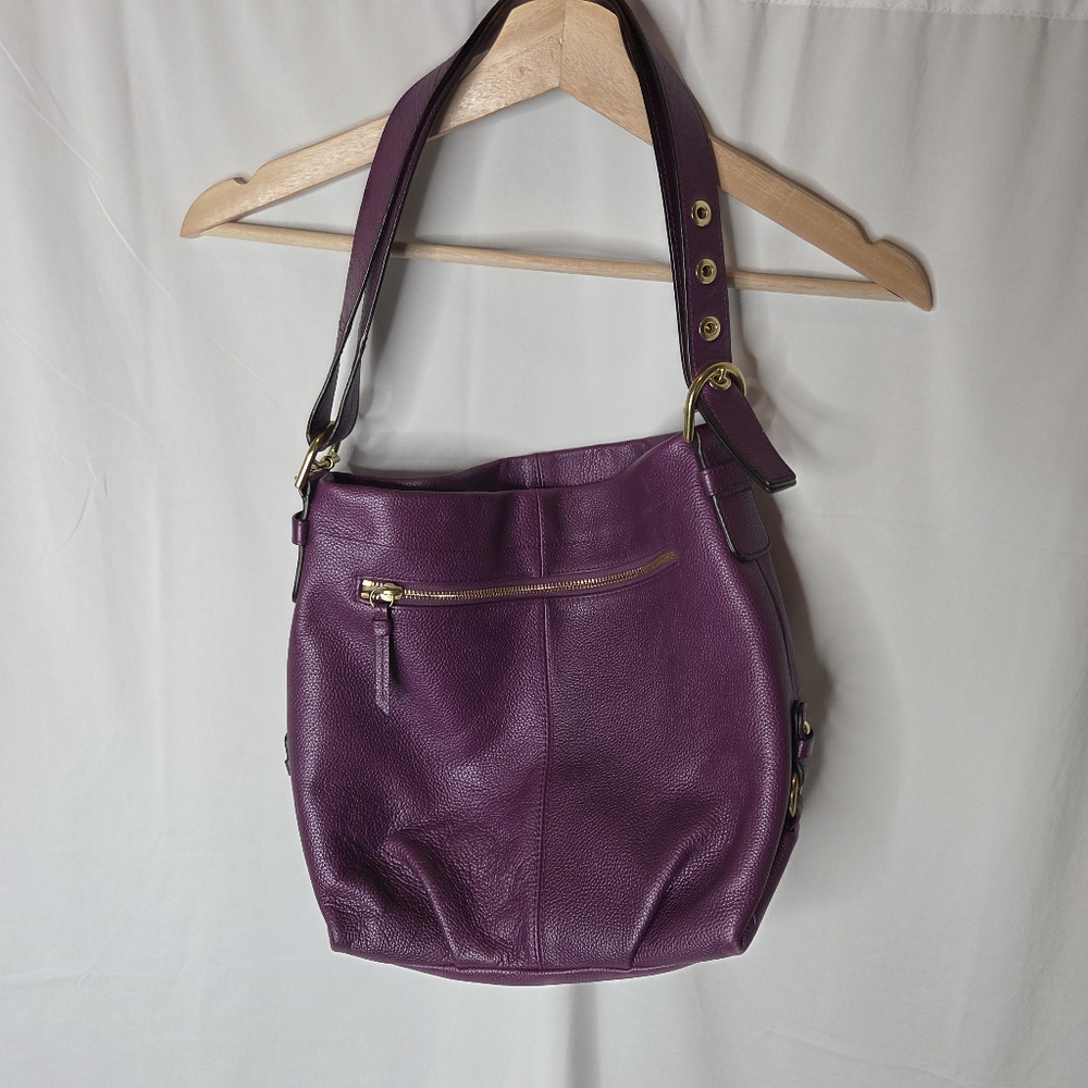 Coach Leather Hobo Shoulder Bag in Deep Plum - Picture 16 of 16